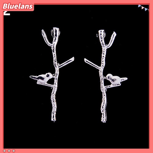 Bluelans Women Fashion Bird Tree Branches Shape Earrings Concise Alloy Ear Studs Jewelry