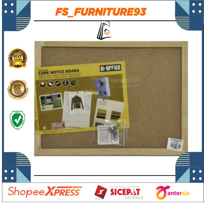 

Cork Board/Papan pesan Dinding 60 x 45 Cm / Papan pemberitahuan