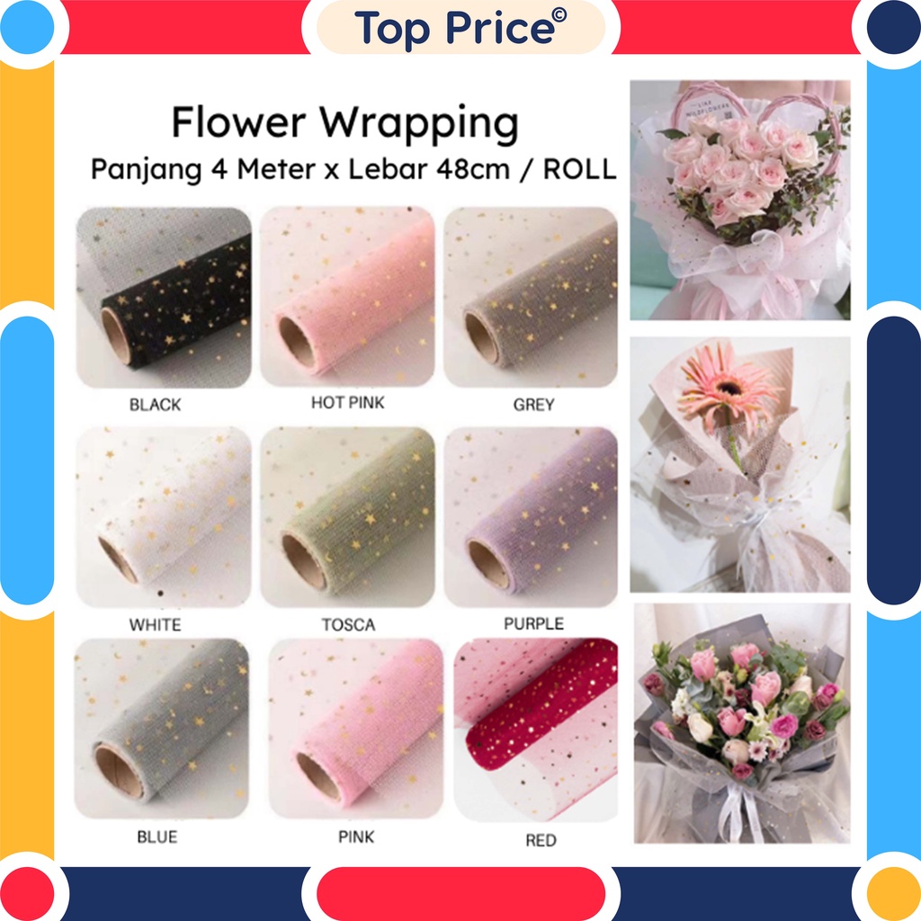 TOPPRICE Flower Wrapping Paper Kertas Buket Jaring Roll Pembungkus Bunga Hand Bouquet KB47