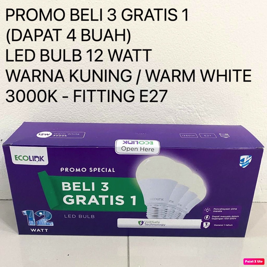 Lampu Bohlam LED Bulb 12 Watt 12Watt 12W W KUNING ECOLINK PROMO 3+1