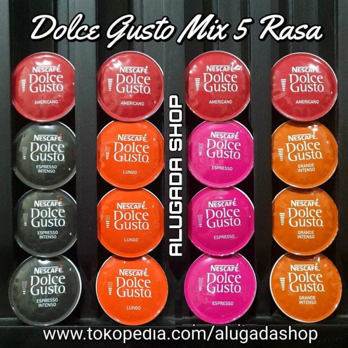 

Kopi - Mix 5 Rasa - Kapsul Nescafe Dolce Gusto Black Coffee - Espresso Mix