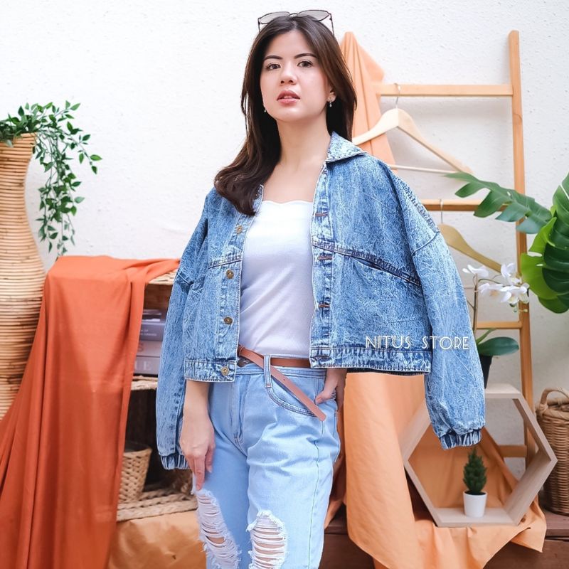 JAKET JEANS WANITA JACKET CROP TOP BIONDY JAKET CEWEK KEKINIAN