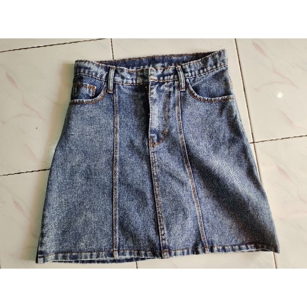 Rok jeans pendek tulang//Rok pendek snow//Rok jeans kekinian Rok murah Reselting depan