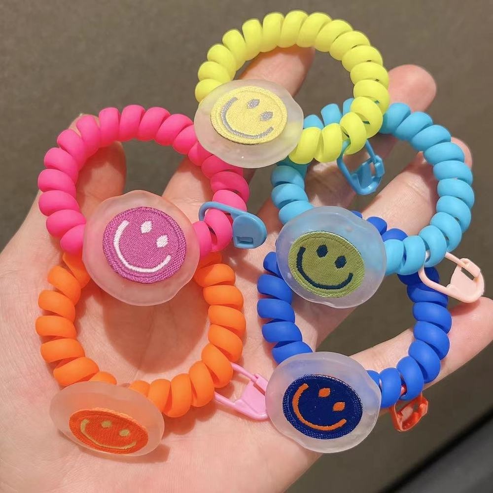 Korean Ins Style Smiley Frosted Phone Cord Hair Rope/Children Cute Elastic Hair Ties/Daily Basic Hair Accessories