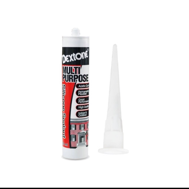 Lem Botol DEXTONE Silicone Sealant Multi Purpose 300 ml - White / Clear / Black Lem Tabung