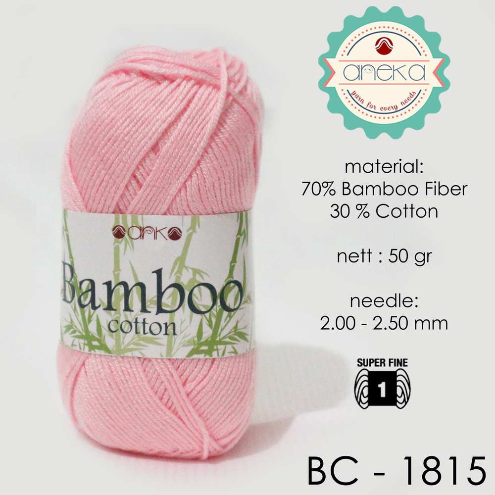 Benang Rajut Katun Bambu / Bamboo Cotton Yarn 1 - 1815 Pink Baby