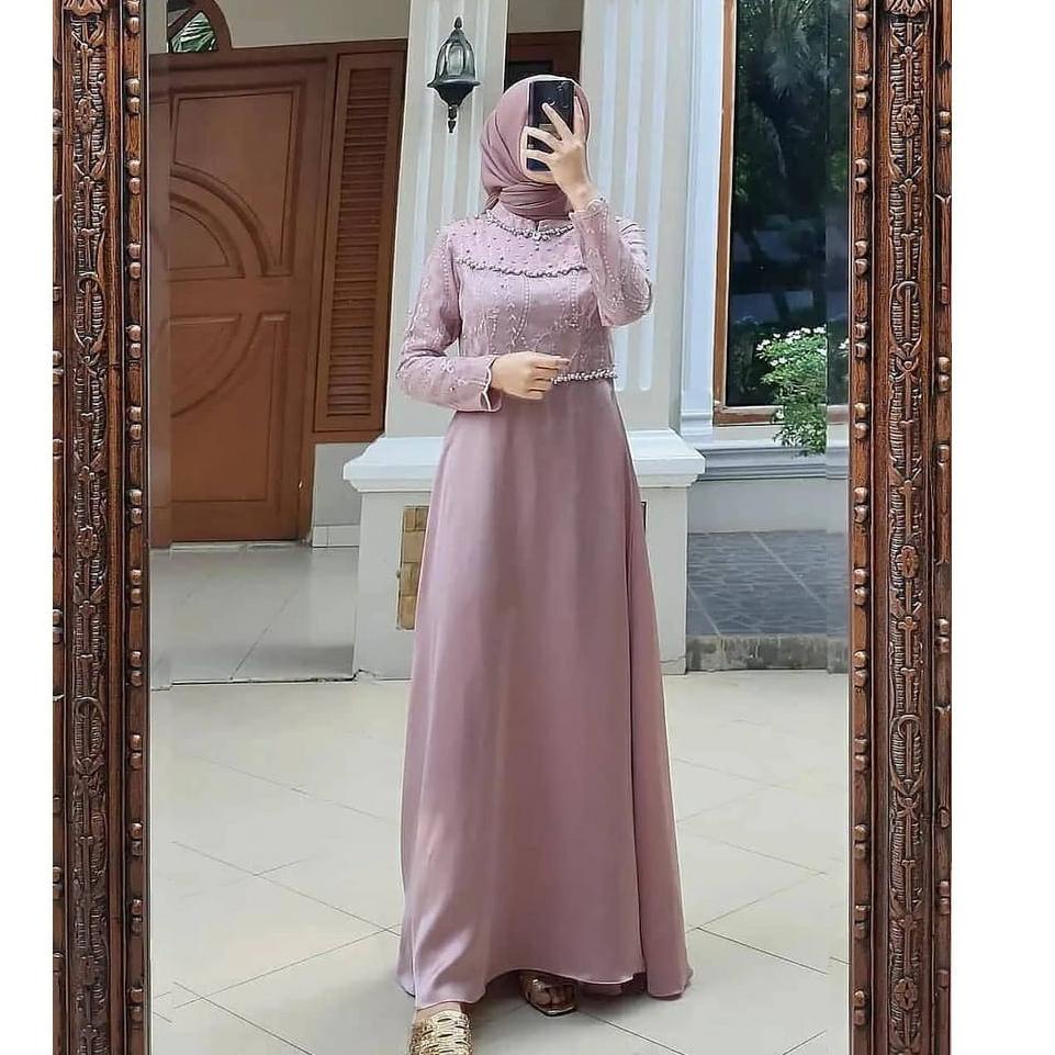 PNK.02Jl22ᴸ | ADA JUMBO BISA SRAGAM Tiara Dress Gamis Pesta Velvet Brukat Premium Gamis Modern Musli