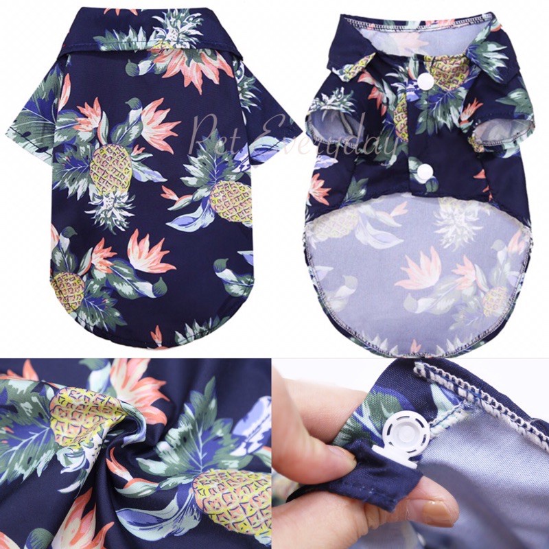 Baju Anjing Motif Print Hawaii Bahan Polyester Untuk Musim Panas