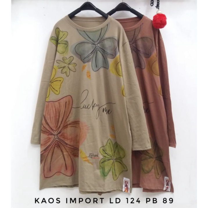Tunik kaos import motif bunga