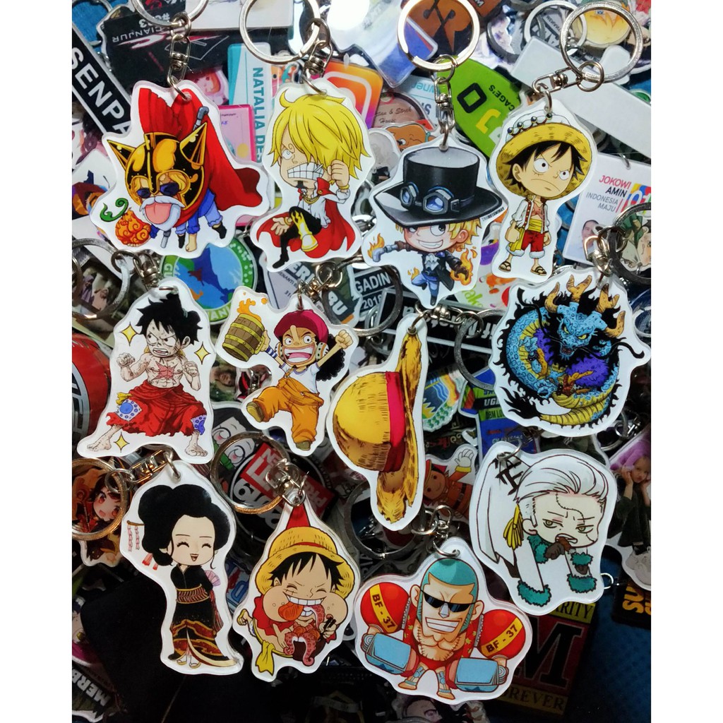 Ganci One Piece - Gantungan Kunci - Luffy - zoro - trafalgar law - sanji - ace - gear fifth gear 5 - Anime - Keychain - Keyring - jepang