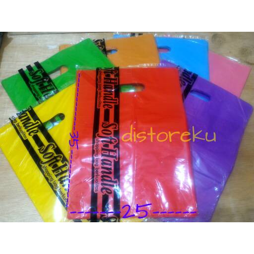 @100 pcs soft handle ovale kantong plastik hd polos pond oval shoping bag 25x35