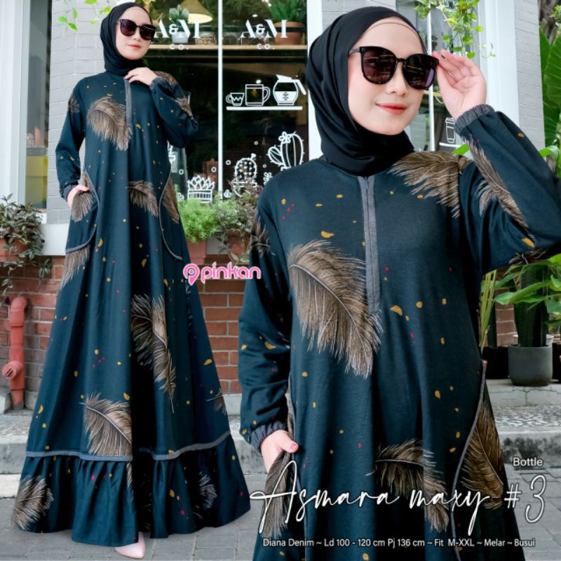 ASMARA MAXY #3 DRESS WANITA DIANA DENIM//BUSANA MUSLIM SYARI//GAMIS PESTA SYARI BUSUI