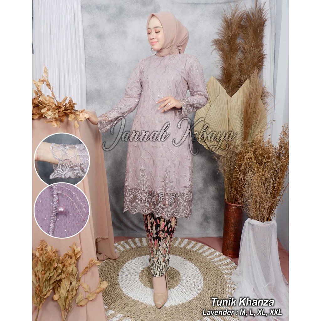 JAN&gt; SET TUNIK KEBAYA KHANZA / KEBAYA TUNIK MODERN / TUNIK KEBAYA TERLARIS DAN KEKINIAN - OOTD PESTA