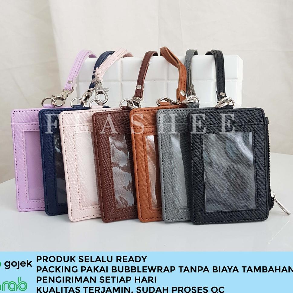 

⇊ Lanyard Resleting Name Tag Seleting ID Card Holder Zipper Kulit Termurah PU Leather Lanyard NameTa