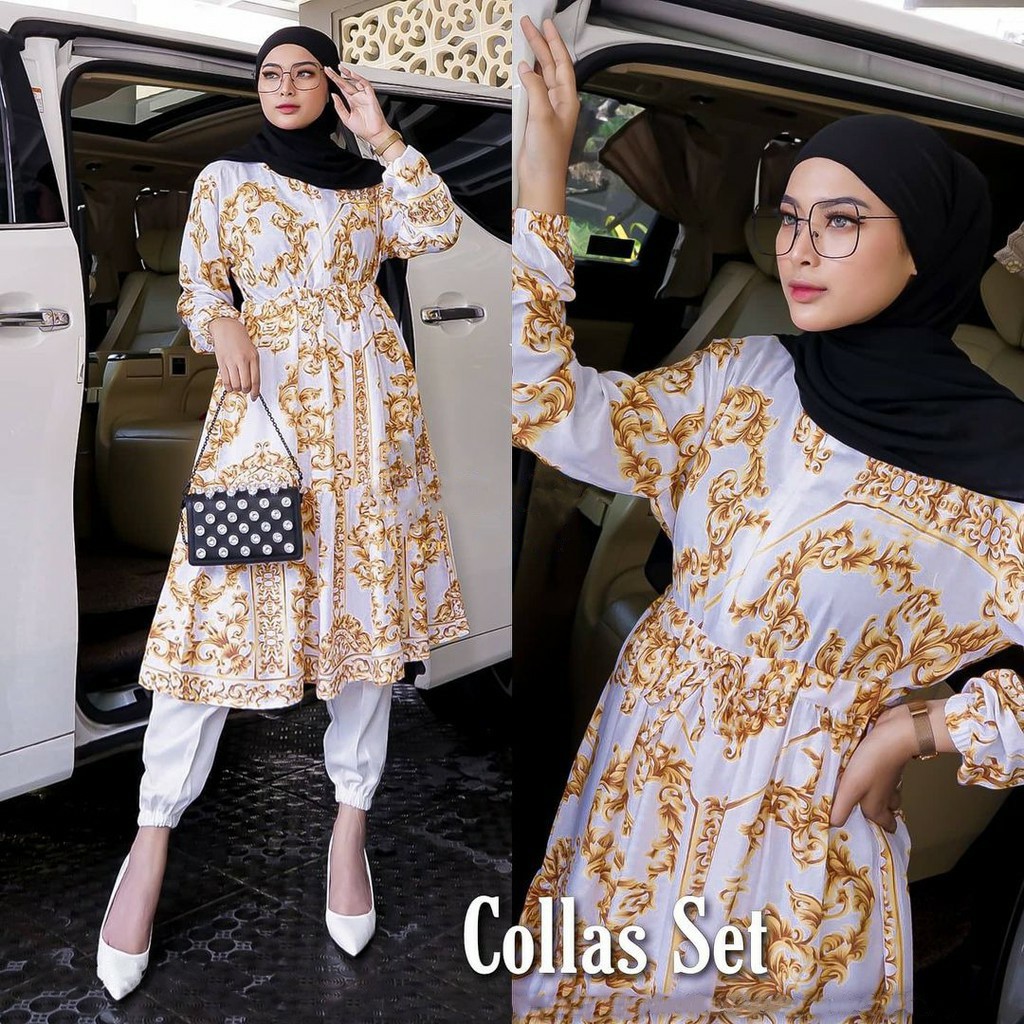 Collas Set Setelan Baju 2in1 Fashion Muslim Wanita Terlaris Pakaian Wanita Setelan Gamis Baju gamis