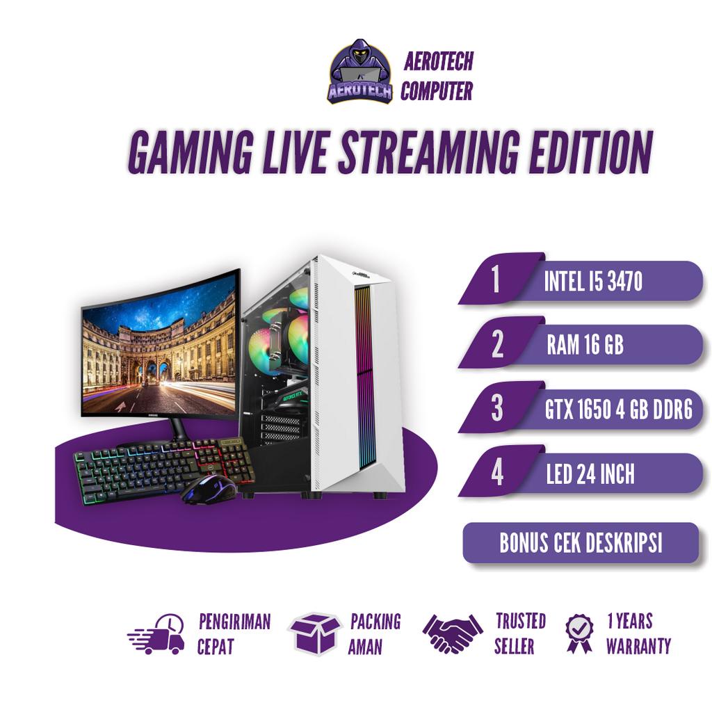 PC RAKITAN GAMING I5 3470 | RAM 16 GB | VGA GTX 1650 4 GB | LED 24 INCH GARANSI 1 TAHUN