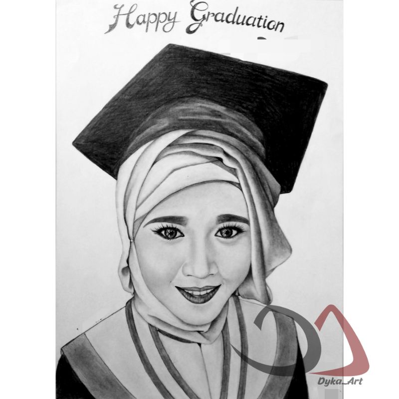 Kado wisuda/sketsa wajah/sketsa wajah hitam putih/sketsa pensil/souvenir/handmade