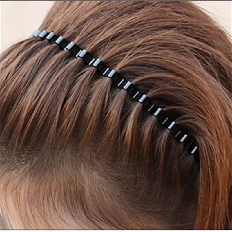 BANDO WANITA GELOMBANG ZIG ZAG BAHAN BESI HITAM SIRKAM SISIR RAMBUT PEREMPUAN SR28