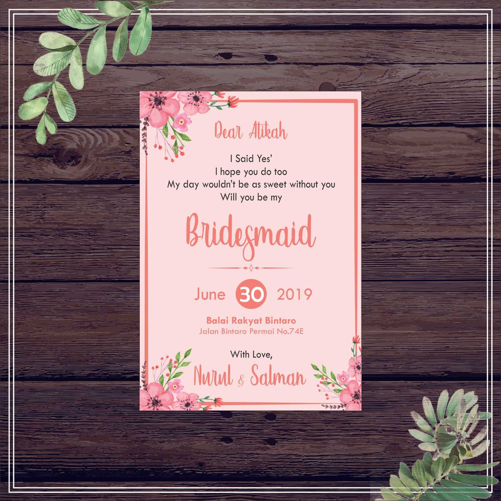 Jual BRIDESMAID CARD / KARTU BRIDESMAID | Shopee Indonesia