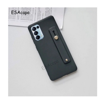 Premium Slim Case Case Oppo Reno 5 Wrist Grip Strap Standing Macaron Slim Matte - Hitam Casing Cover