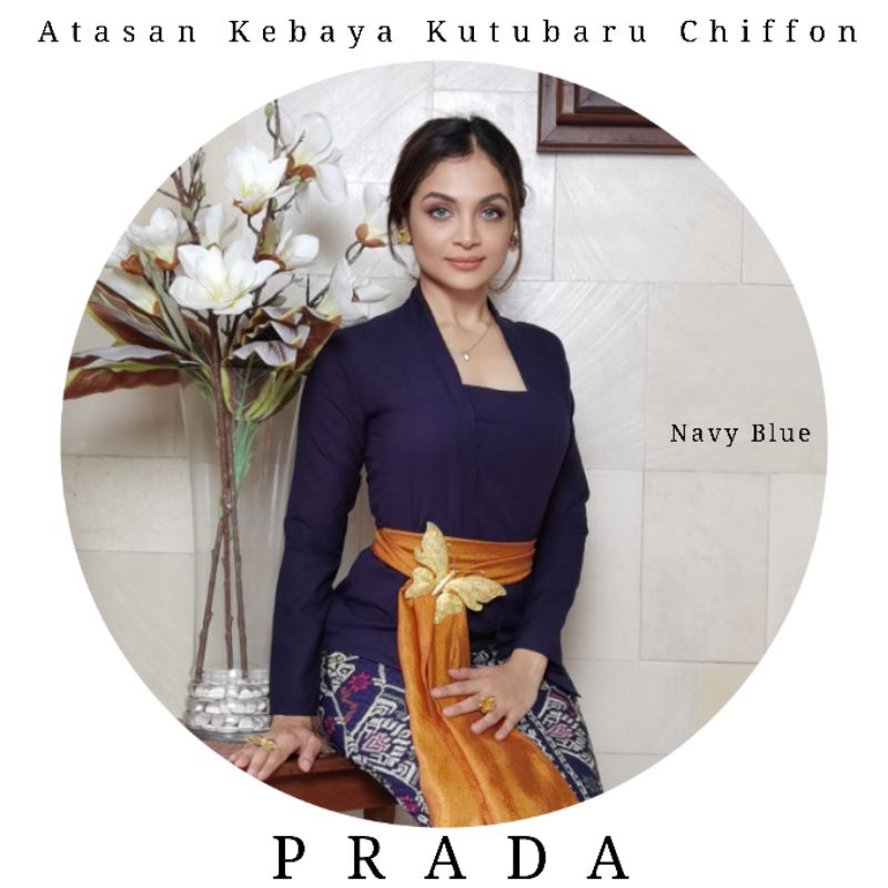 Atasan Kebaya Kutubaru Bali Lengan Panjang Chiffon Prada