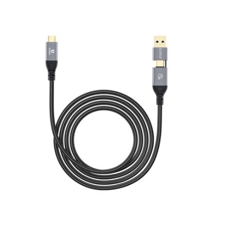 Cable data charger Usb-C to type-c pd with Usb-A connector orico 50cm 0.5m 5A 20Gbps 100w 2in1 aluminum braided acc20-05