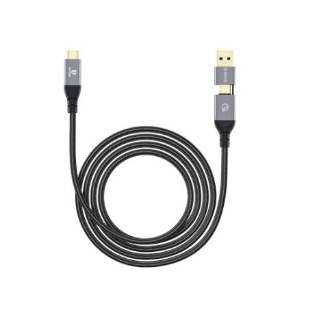 Cable data charger Usb-C to type-c pd with Usb-A connector orico 200cm 2m 2 meter 5A 20Gbps 100w 2in1 aluminum braided acc20-20