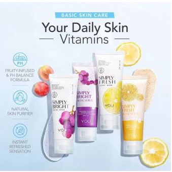 [BPOM] YOU Simply Bright Facial Wash & Scrub 60gr & 100gr - Pembersih Wajah YOU