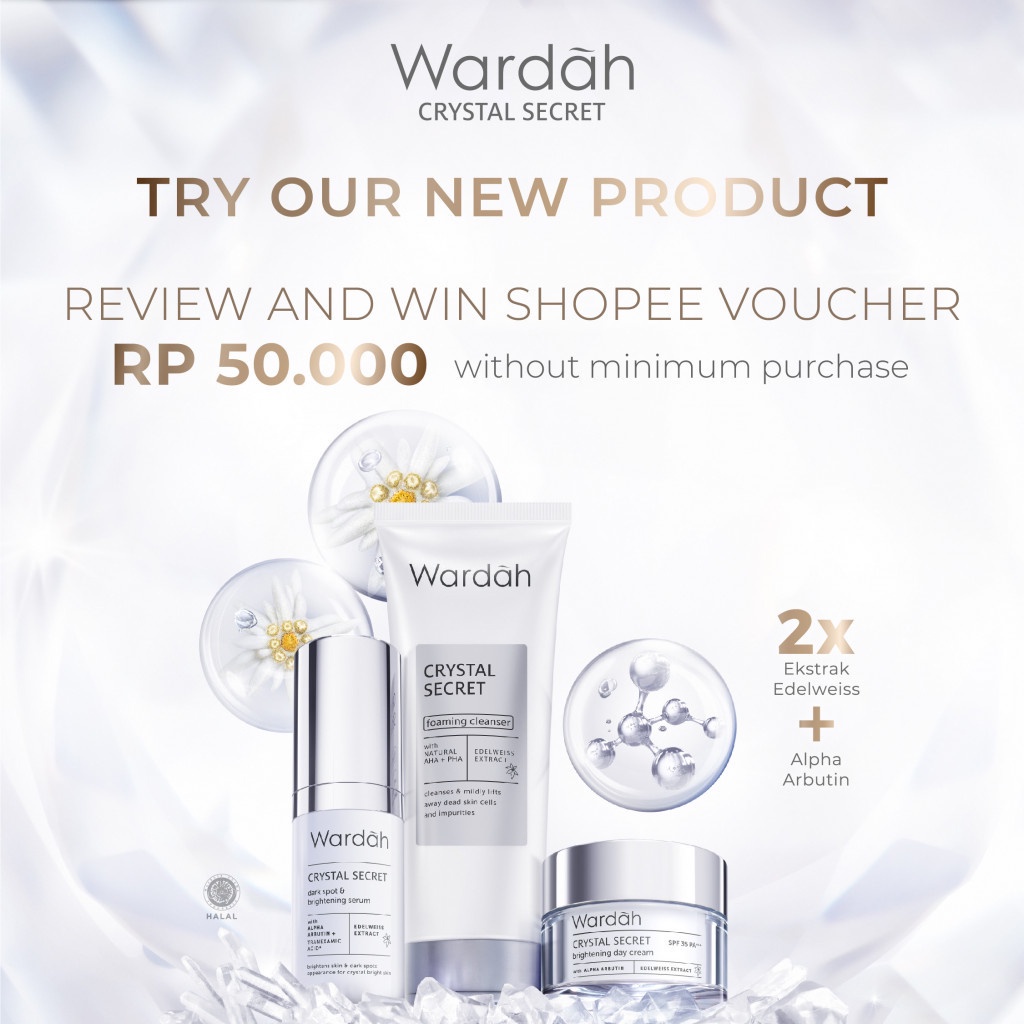 Wardah Crystal Secret Brightening Day Cream SPF 35 PA+++ 9ml | 15ml | 30g