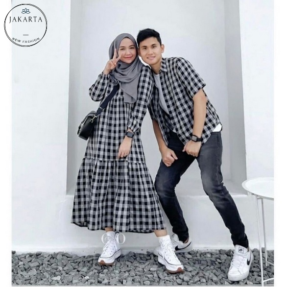 BAJU COUPLE FLANELA SARIMBIT LEBARAN (2022) HAFIZ&HAFIZAH FAMILY GAMIS PLUS KHIMAR BAJU COUPLE