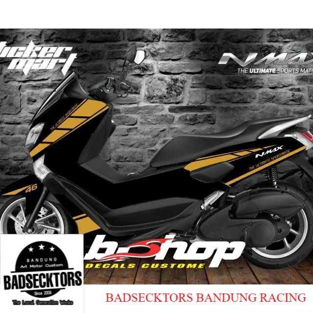 Decal nmax stiker Black orange variasi 197 full nutup body keren