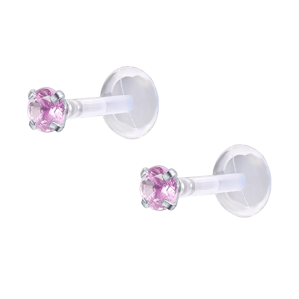 Anting Stud Kristal Bioflex Bahan Akrilik Anti Alergi Untuk Tulang Rawan Bibir