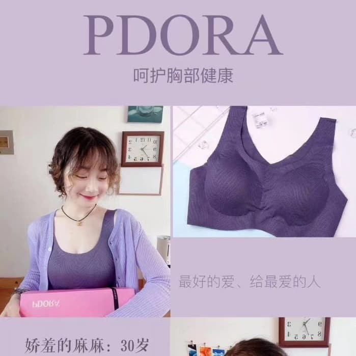 Pdora bra kesehatan / bra sport pink tali lebar renda - PINK &amp; UNGU