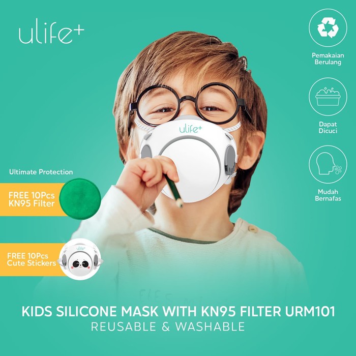 Ulife+ Masker KN95 Anak Bahan Silikon Reusable Washable - URM101