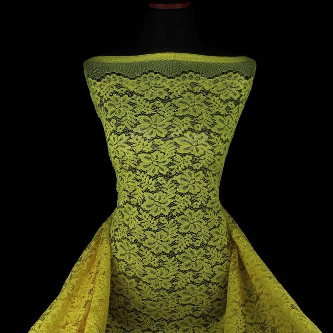 Brokat Kebaya Elegan Cord Bunga Alamanda Daun (Kuning) (Alta Moda)*