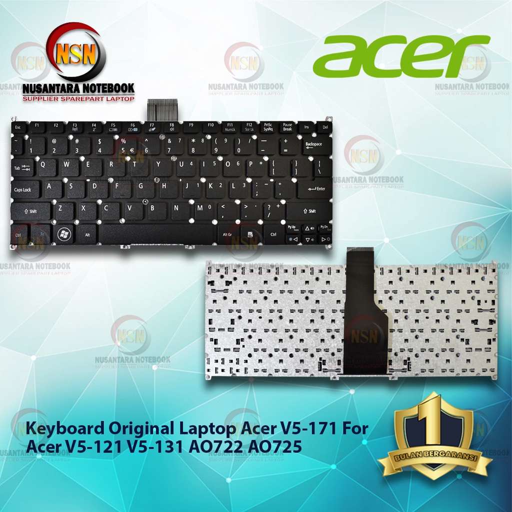 Keyboard Acer V5-171 For Laptop Acer V5-121 V5-131 AO722 AO725 Hitam