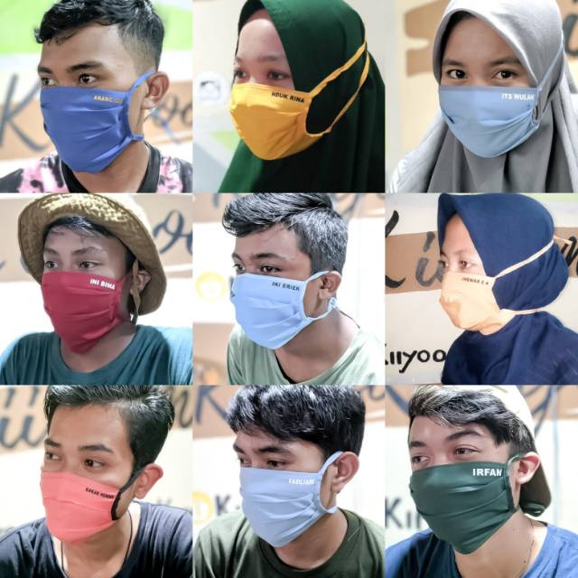 Masker CUSTOM NAMA bahan oxford drill