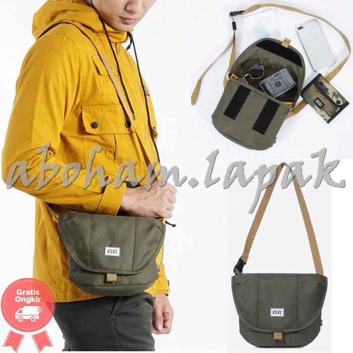 Body Bag Tas Selempang Pria Lv Avenue Black Series Mirror Mono Hi OP902  Visval Meta Sling Bag Bran