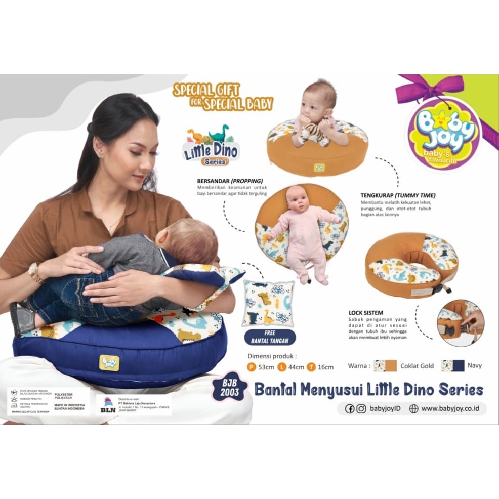 Baby Joy Nursing Pillow Bantal Menyusui ( Dengan Gasper / Pelindung ) + Free Bantal Lengan Peang Little Dino Series - BJB 2003