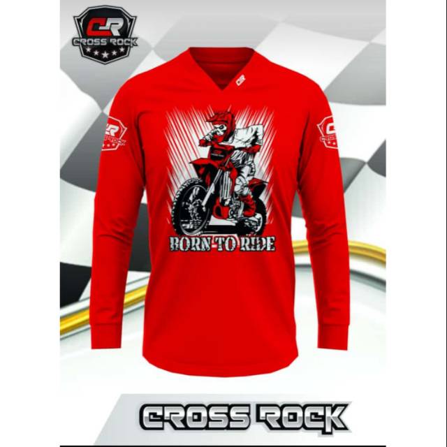 Jersey Motor Trail Cross Rock Baju Kaos Atasan Pakaian Olahraga Offroad Pria Sablon Printing