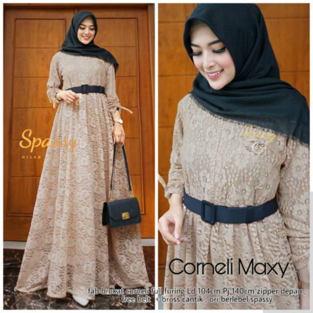 Cameli maxy / maxi dress gamis brukat by spassy