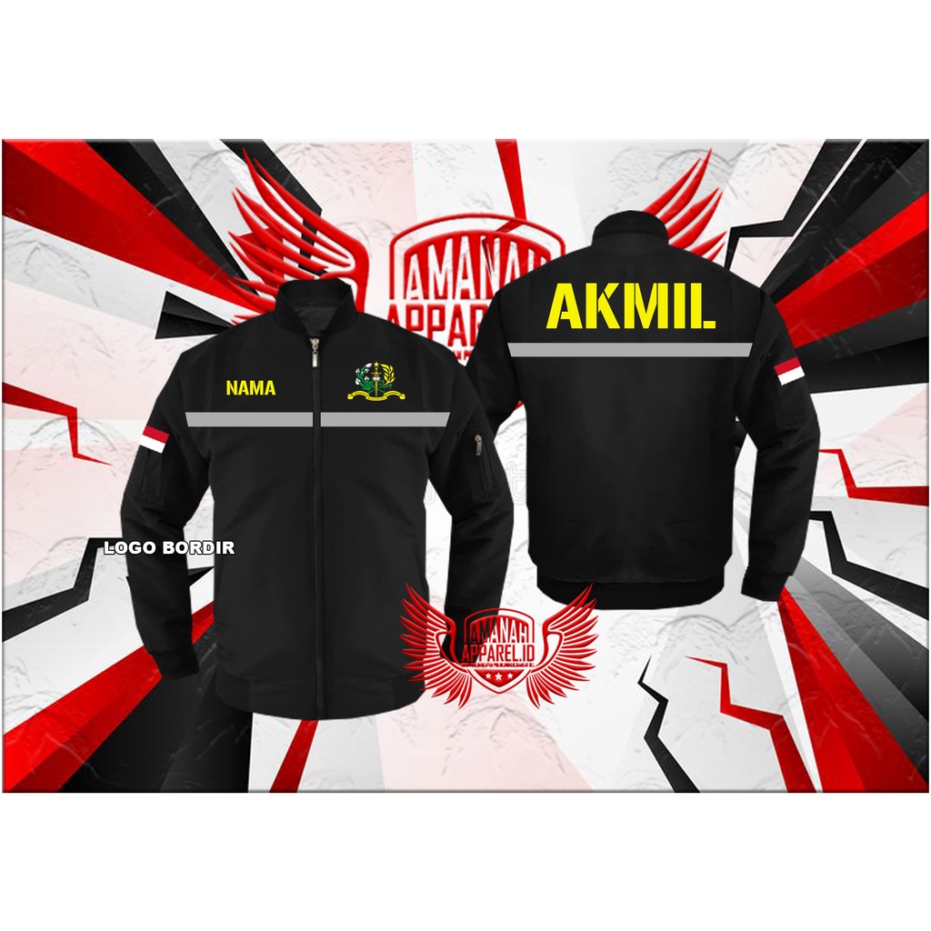 JAKET BOMBER/JAKET BOMBER AKMIL/JAKET BOMBER AKMIL HITAM/JAKET AKADEMI MILITER