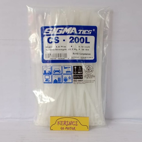 KABEL TIES SIGMA CS 200L LEBAR PUTIH 20cm 1 PACK - KABEL TIS INSULOK