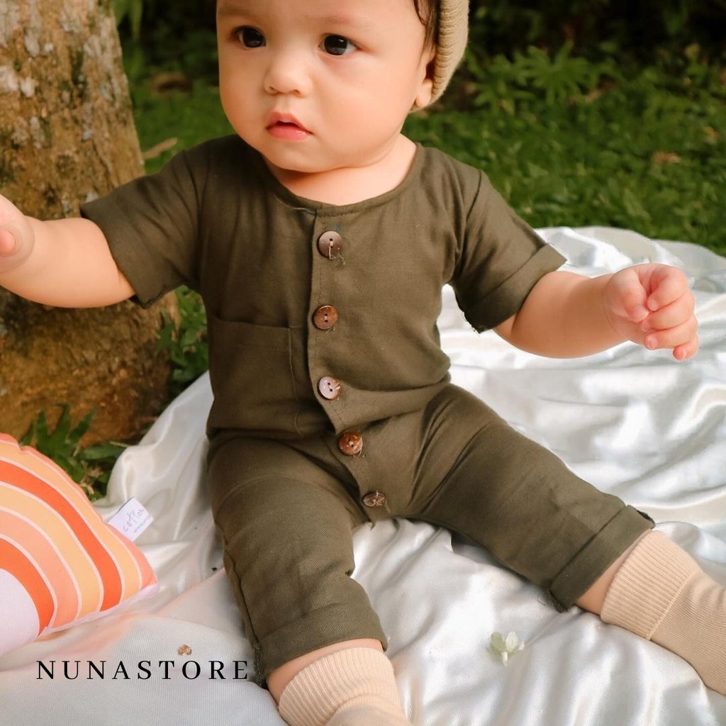 Nuna Store Jumper Polos bayi lengan pendek usia 0 -12 bulan / baju bayi jumper pendek lokal