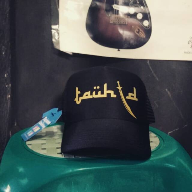 Topi truker jaring TAUHID sablon gold