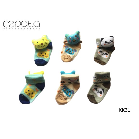 Kaos Kaki Bayi 0-3 bulan boneka - 1set isi 3 Warna