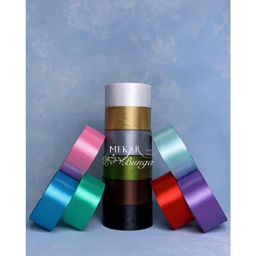 

(RB 8) - (25 yard) 1 Roll Pita Satin 3,8 cm Pita Kado Buket Bunga Parcel
