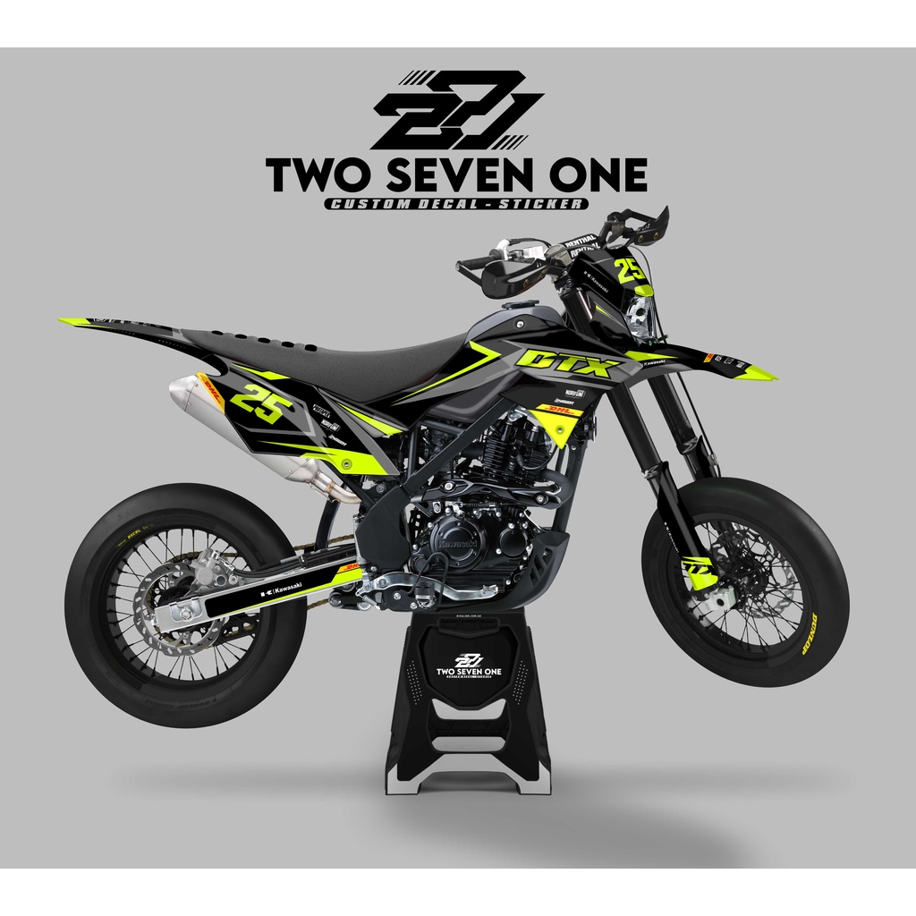 DECAL STICKER MOTOR DTRACKER VARIASI KUNING STABILO HITAM  FULL BODY BEBAS DESAIN FULL CUSTOM