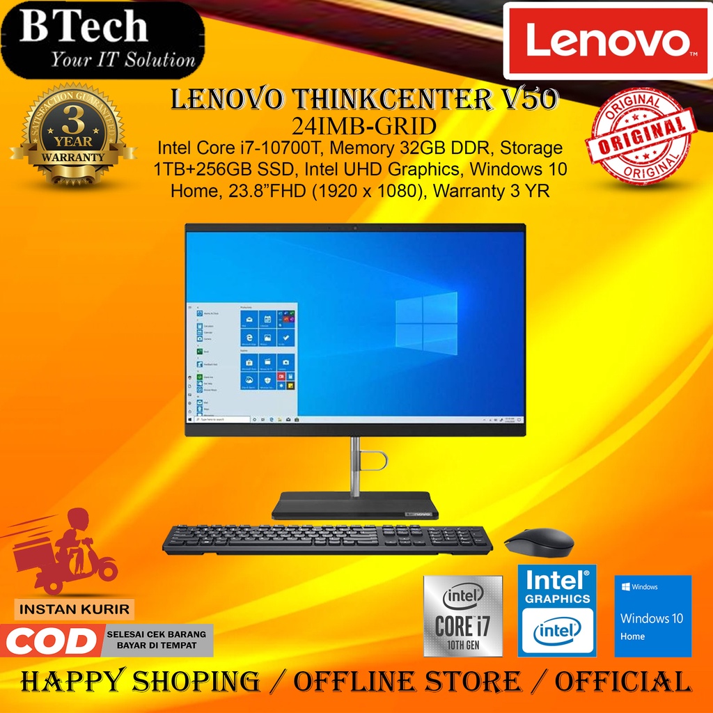 Lenovo Thinkcenter V50 GRID Core i7-10700T 32GB 1TB+256GB SSD W10H