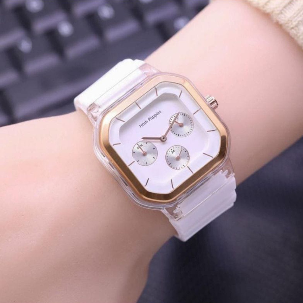 ❤GTB❤ Jam Tangan Wanita Cewek Hosh Poppies Sergi Jarum Strap Rubber JT038
